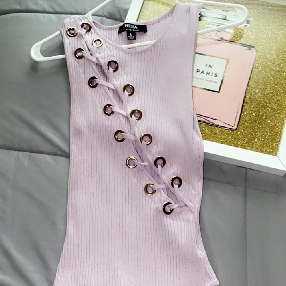 Beautiful lavender colored body suit , sexy cute